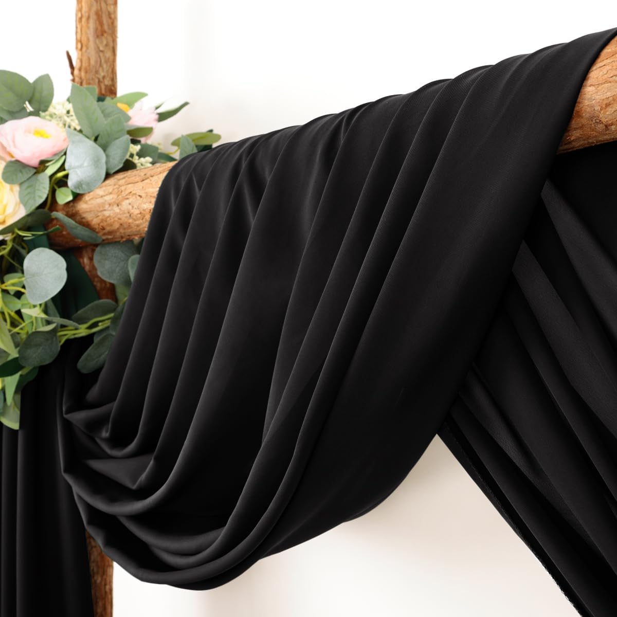 Wedding Arch Draping Fabric 1 Panel 30'' x 18FT Black Sheer Chiffon Arch Drapery for Photo Booth Bridal Shower Baby Shower Church Decor Newborn Photography Christening Outdoor Party