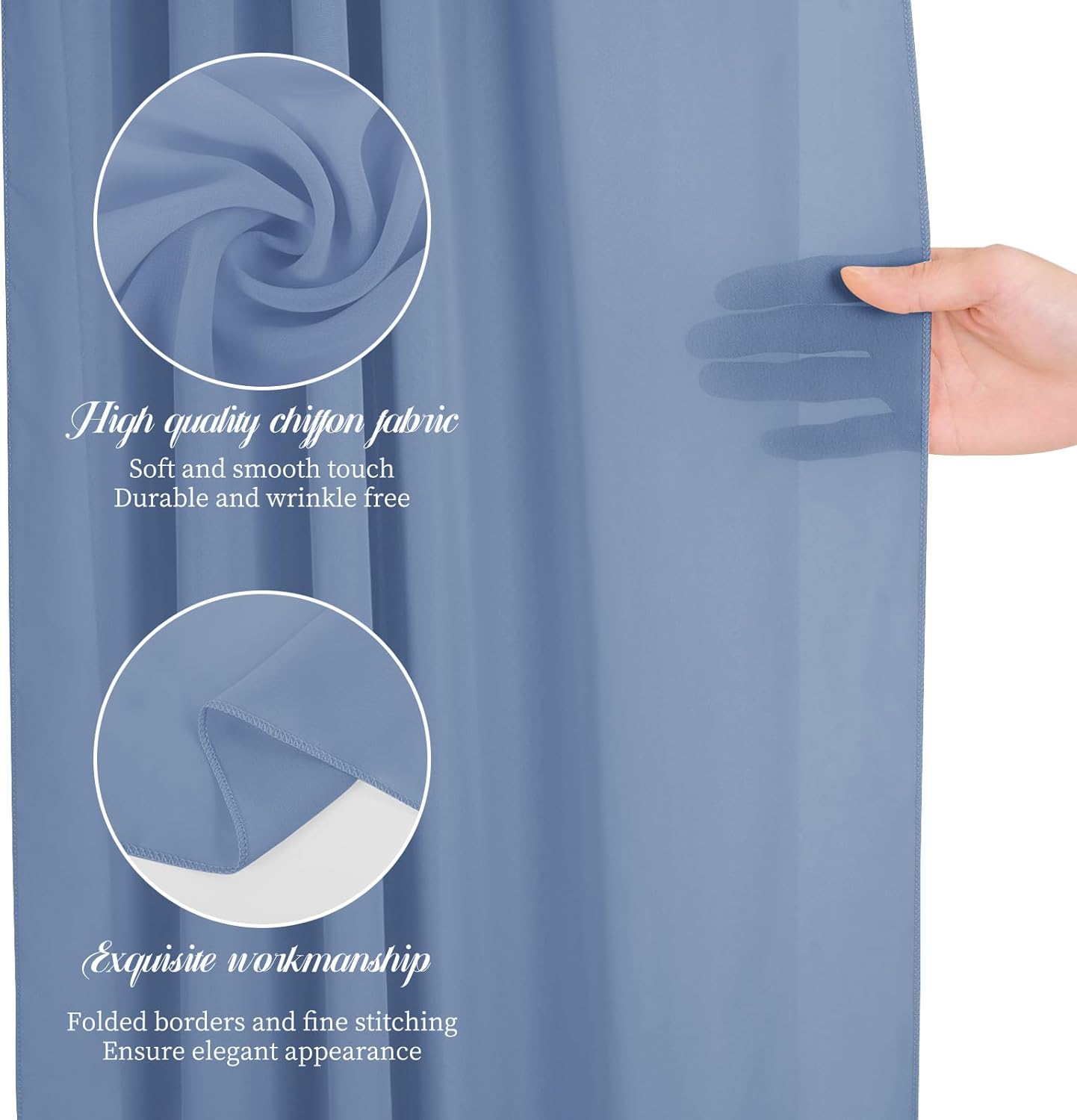 Dusty Blue Sheer Chiffon Wedding Arch Draping Fabric, 28" x 20ft Panels (Pack of 1), Polyester Chiffon, Solid Pattern, Perfect for Wedding Ceremony & Reception Party Decoration