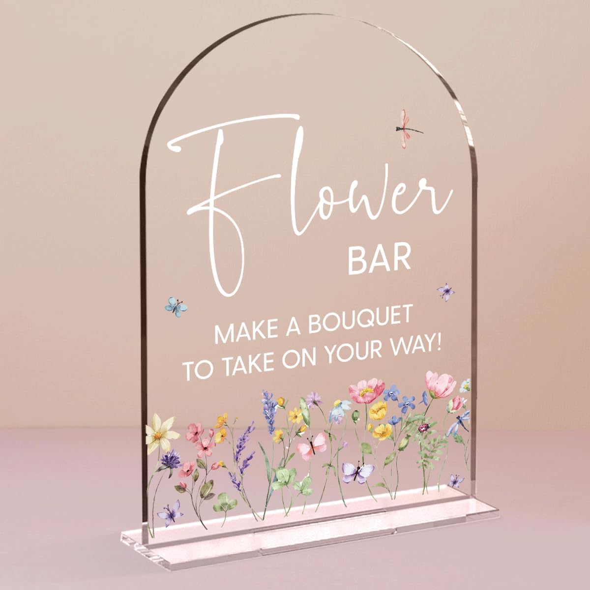 Flower Bar Sign Wedding Decor Clear Acrylic Table Sign for Marriage Parties Anniversaries Reception Cafe Hotel Party Bar Business Event