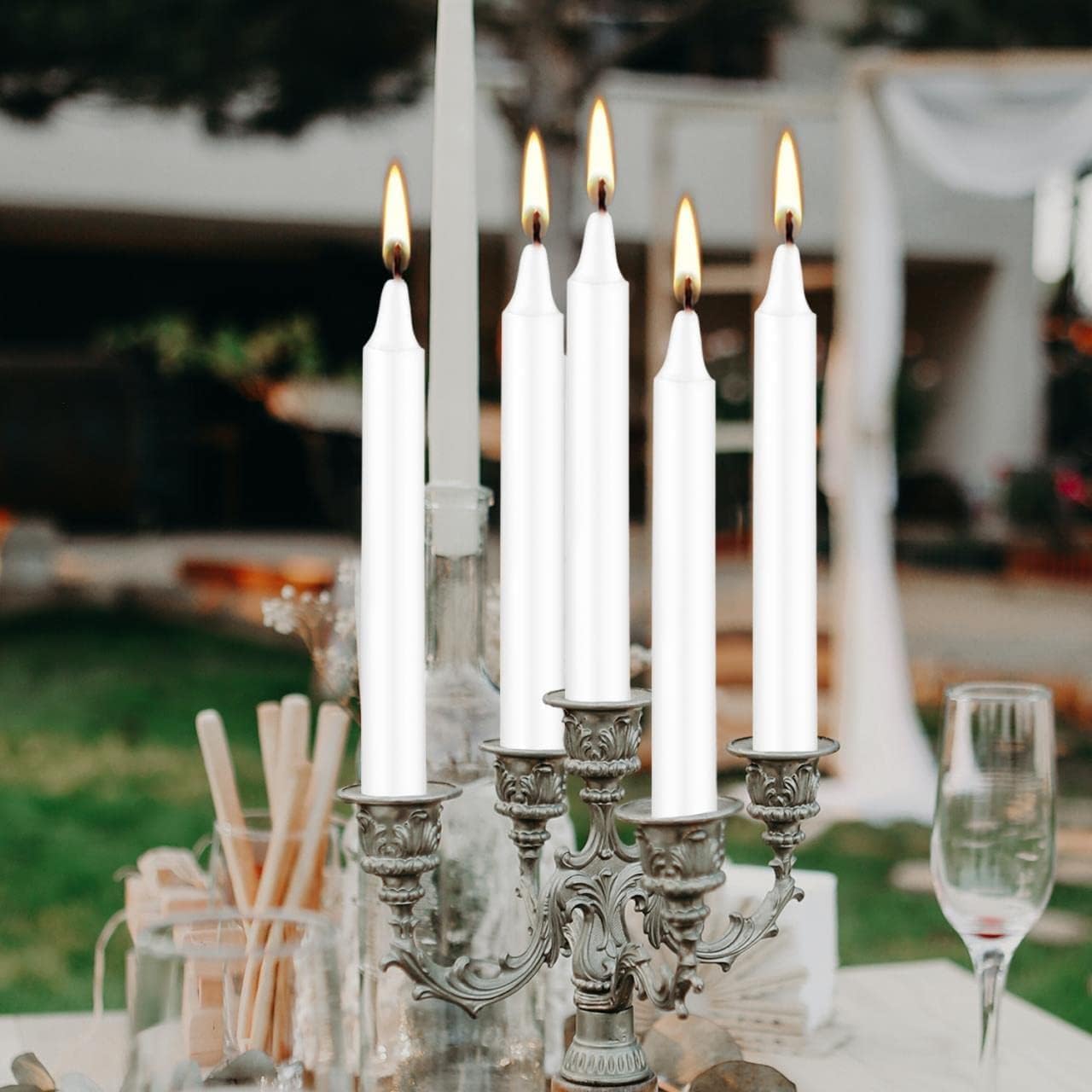 Set of 40 White Candles Mini Unscented Taper Candles for Christmas,Household, Wedding, Rituals, Prayer, Birthdays, Meditation, Altar,Party and Home Décor Candlesticks - 4 Inch Tall