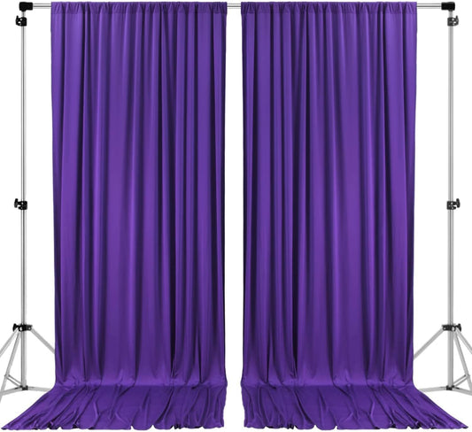 AK TRADING CO. 10 feet x 8 feet IFR Polyester Backdrop Drapes Curtains Panels with Rod Pockets - Wedding Ceremony Party Home Window Decorations - Purple