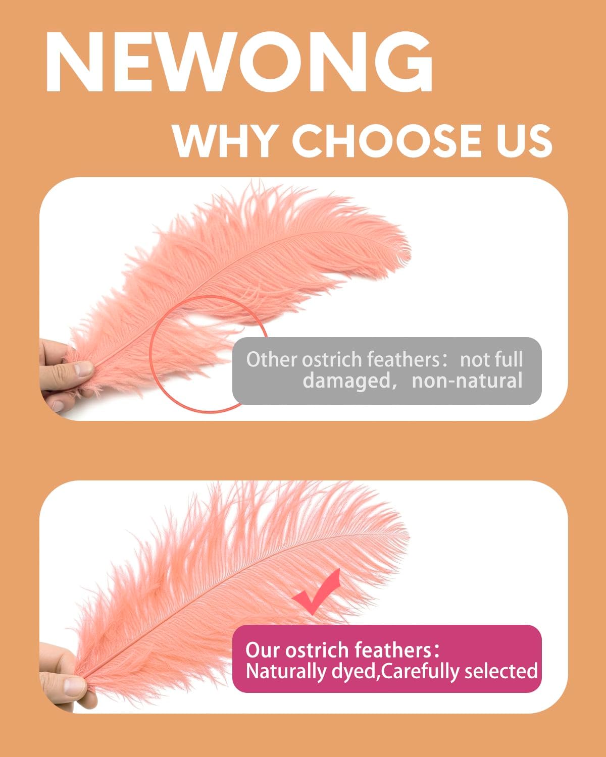 NEWONG 30pcs Rouge Pink Ostrich Feathers Natural Bulk 11-14inch(28-35cm) Vase Craft Wedding Home Party Centerpieces Christmas Day Decoration