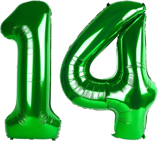 40 Inch Large Green 14 41 Number Balloon, Giant Number 14 41 Birthday Balloons, Foil Mylar Big Balloons for Anniversary Graduation Supplies Decorations
