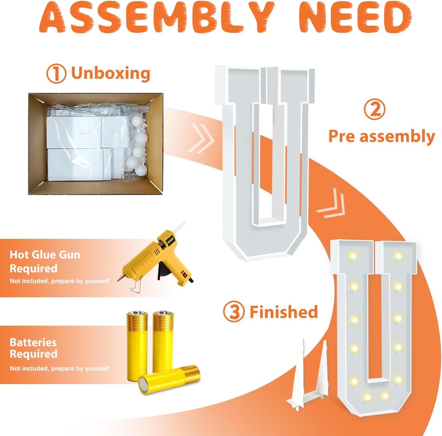 4FT Marquee Light Up Letters, 4 Feet Tall Warm White LED Letters U, Large Mosaic Marquee Letter for Birthday Wedding Anniversary, Light Up Letter Sign for Graduation Party Decoration