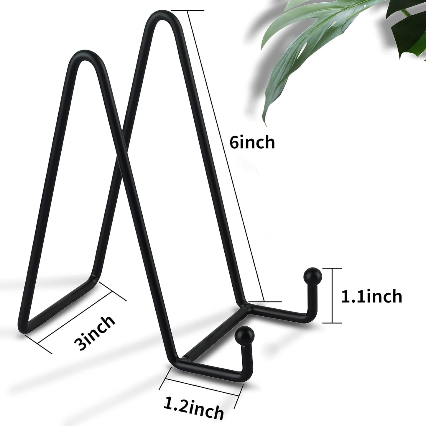 Decolore 6 Inch 5 Pack Black Metal Display Stands Plate Holder Display Stands for Picture, Decorative Plate, Book, Photo Easel, Artistic Work