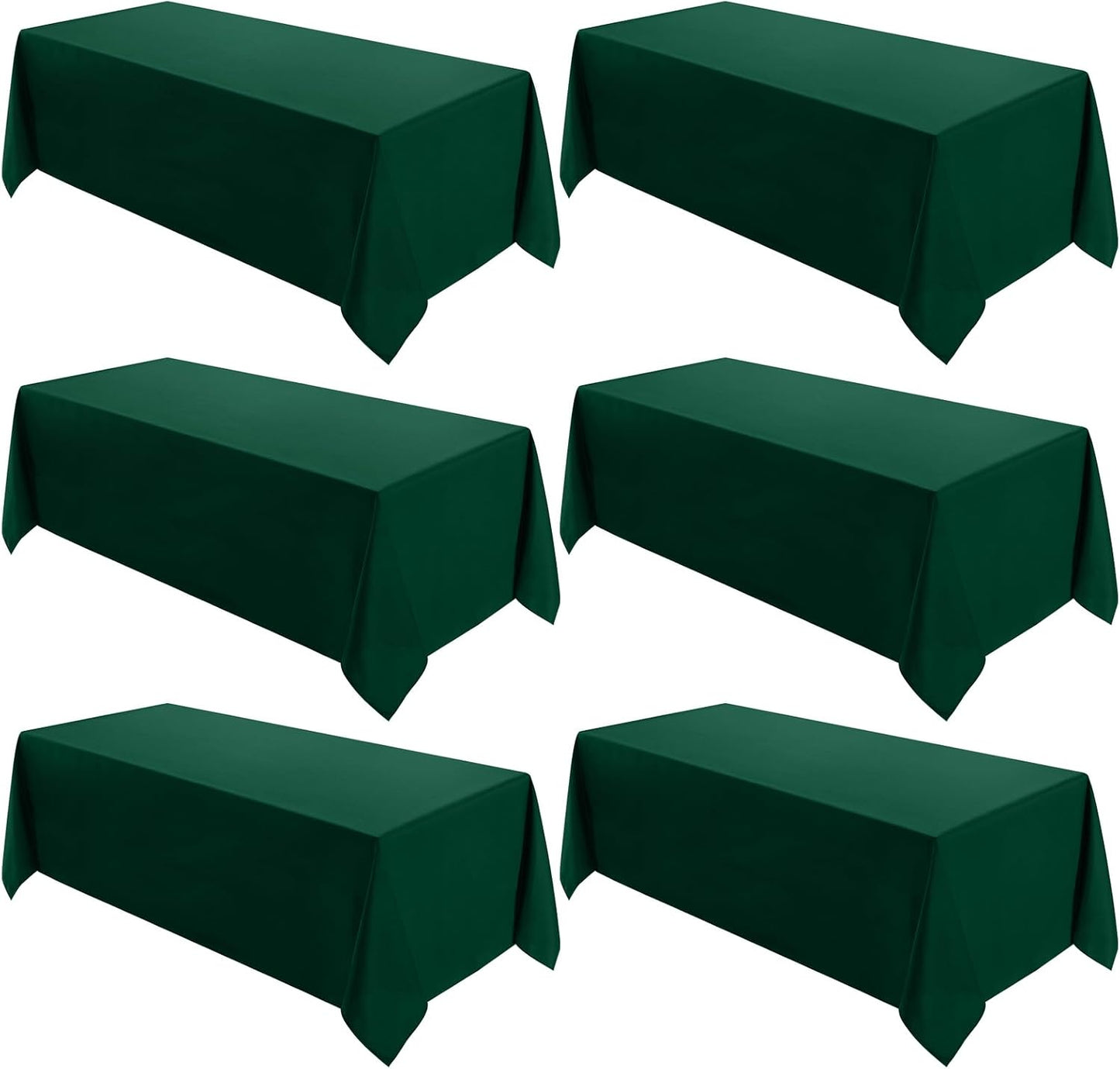 VidaFete Tablecloth 6 Pack 90 * 132inch Rectangle Table Cloth Polyester, Stain Wrinkle Resistant Polyester Dining Table Cover for Kitchen Dinning Party Wedding Rectangular Buffet Decoration(Green)