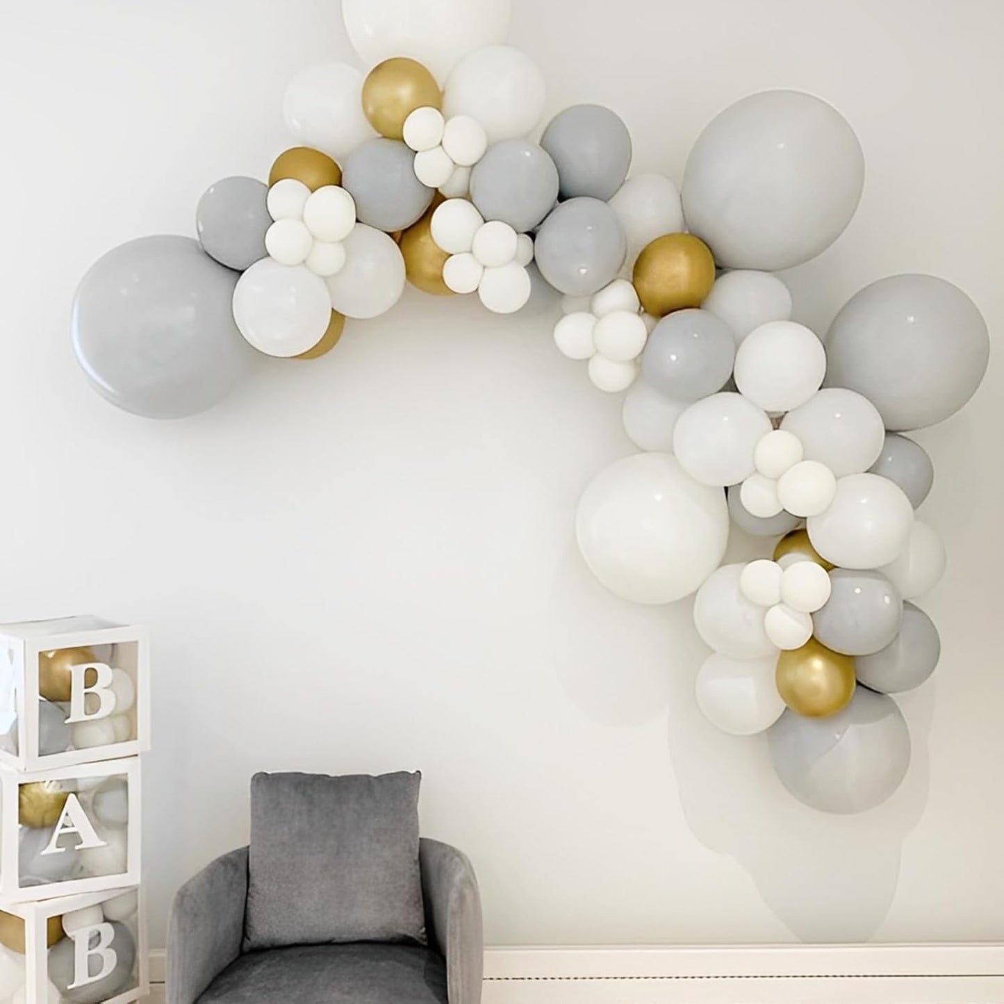 90pack Gray Balloons Different Size 18/12/10/5 Inch Pastel Grey Balloon Garland Arch Kit for Graduation, Wedding, Birthday, Gender Reveal, Baby Shower, Bridal Shower Decorations