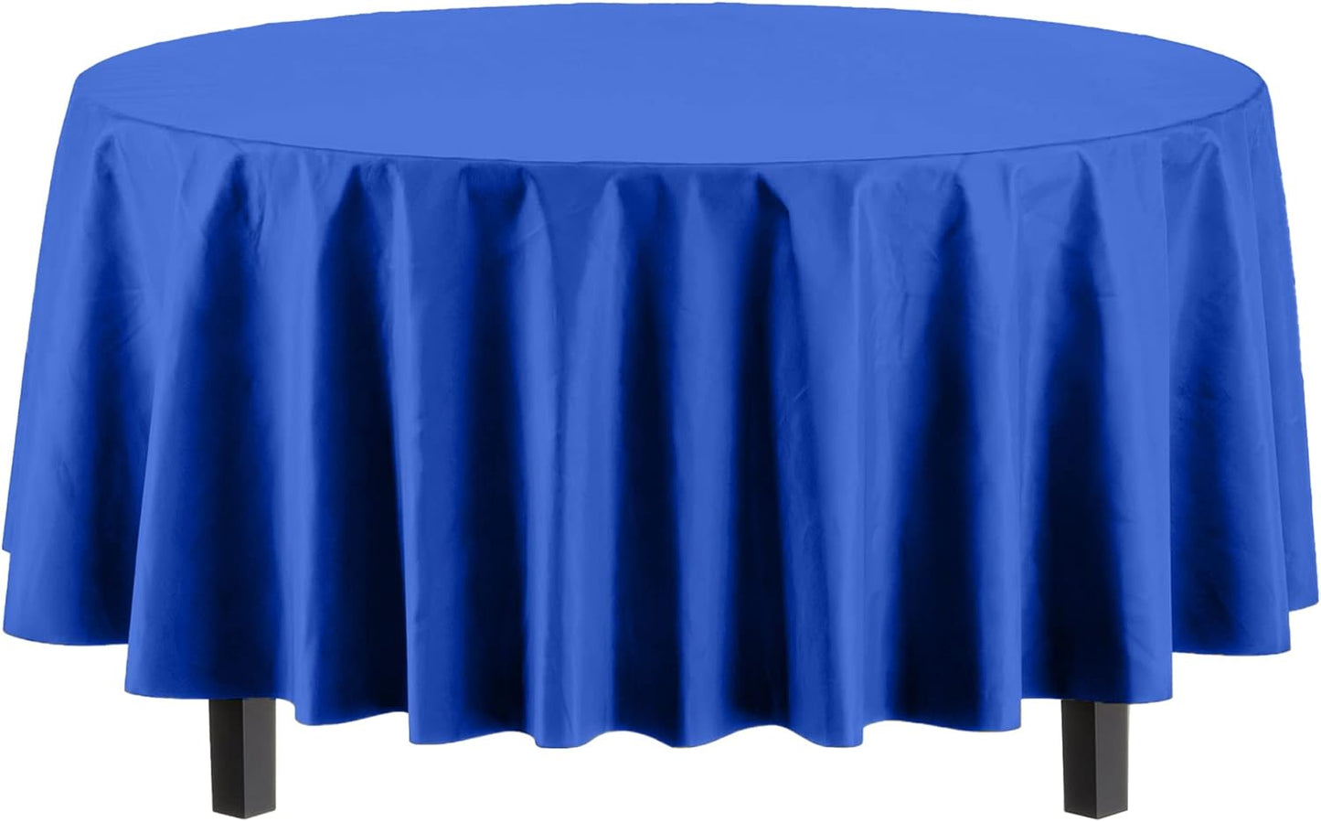 Exquisite 12-Pack Premium Plastic 84-Inch Round Tablecloth - Dark Blue