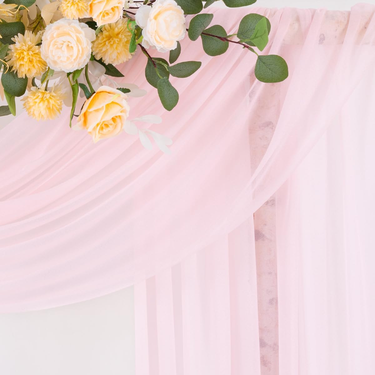 Blush Pink 2 Panels Wedding Arch Draping Fabric 29" x 20Ft Sheer Drapes Outdoor Curtain for Wedding Party Baby Bridal Shower Arch Ceiling Backdrop Decor