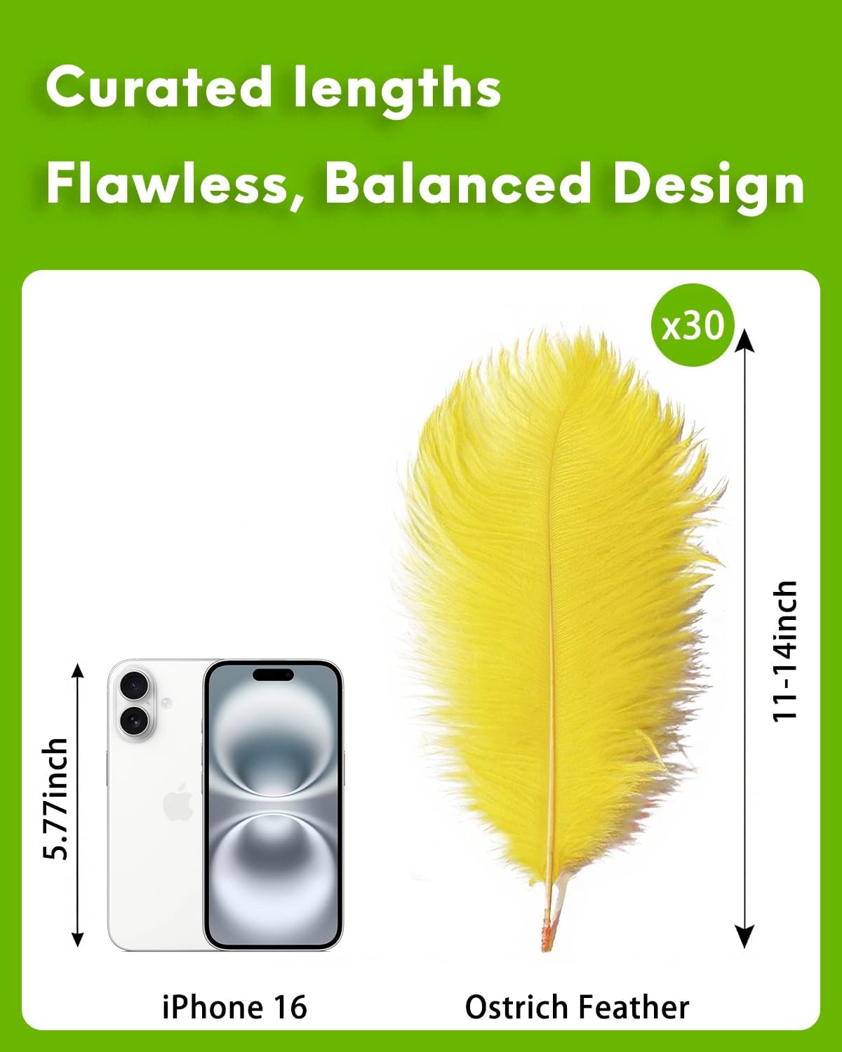 NEWONG 30pcs Yellow Ostrich Feathers Natural Bulk 11-14inch(28-35cm) Vase Craft Wedding Home Party Centerpieces Christmas Day Decoration