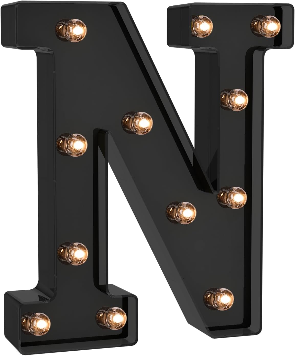 Foaky Black LED Letter Lights for Room Decor - Bedroom Wall Decor, Alphabet Lights for Home, Wedding, Party - Battery Operated （N）