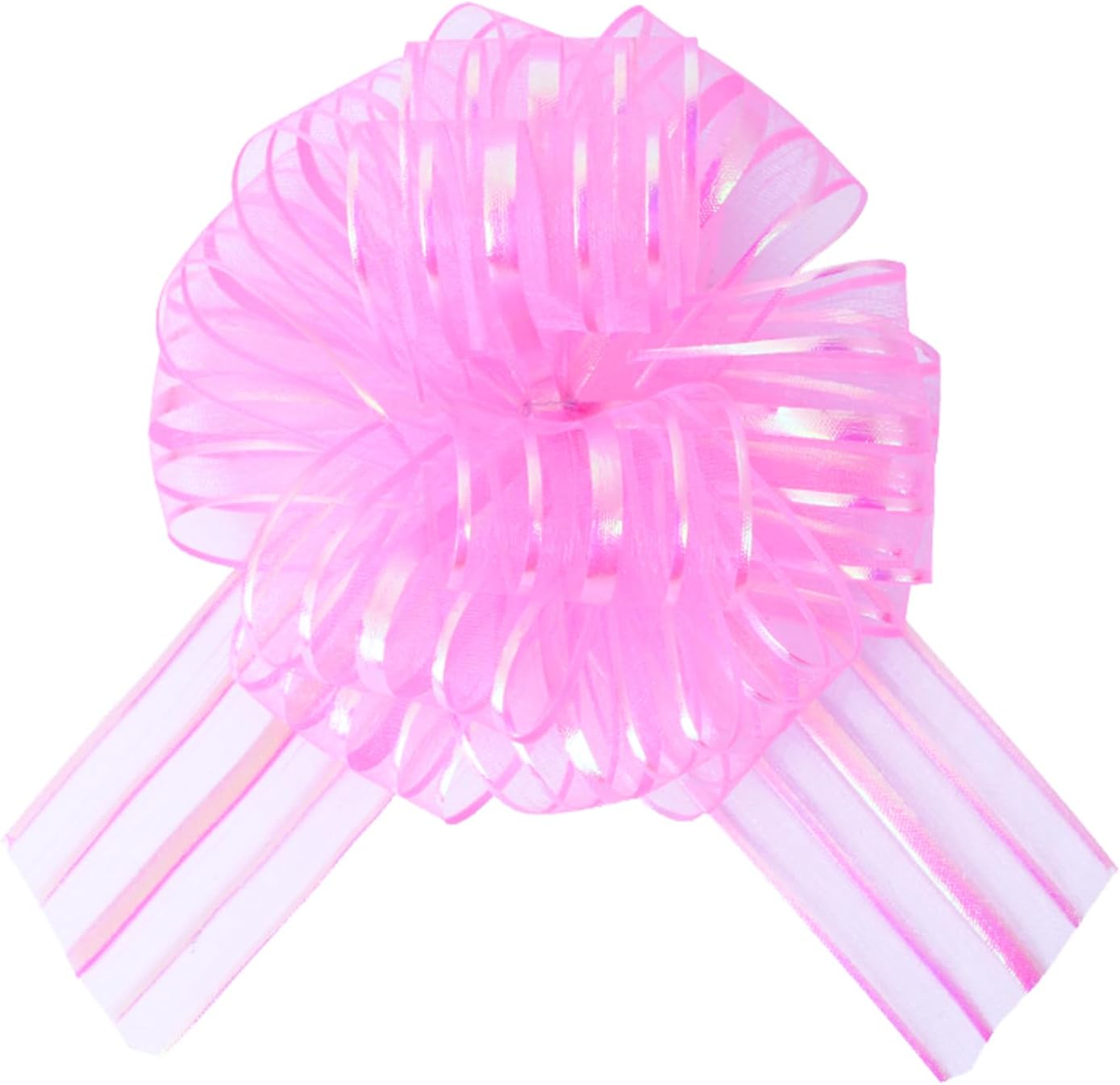 6 Pcs 6 Inch Large Organza Pull Bow Ribbon – Elegant Gift Bows for Wedding Decorations, Christmas Wrapping, Birthday Parties, Car Decor, Gift Baskets, and Valentine's Day Packaging(Pink)