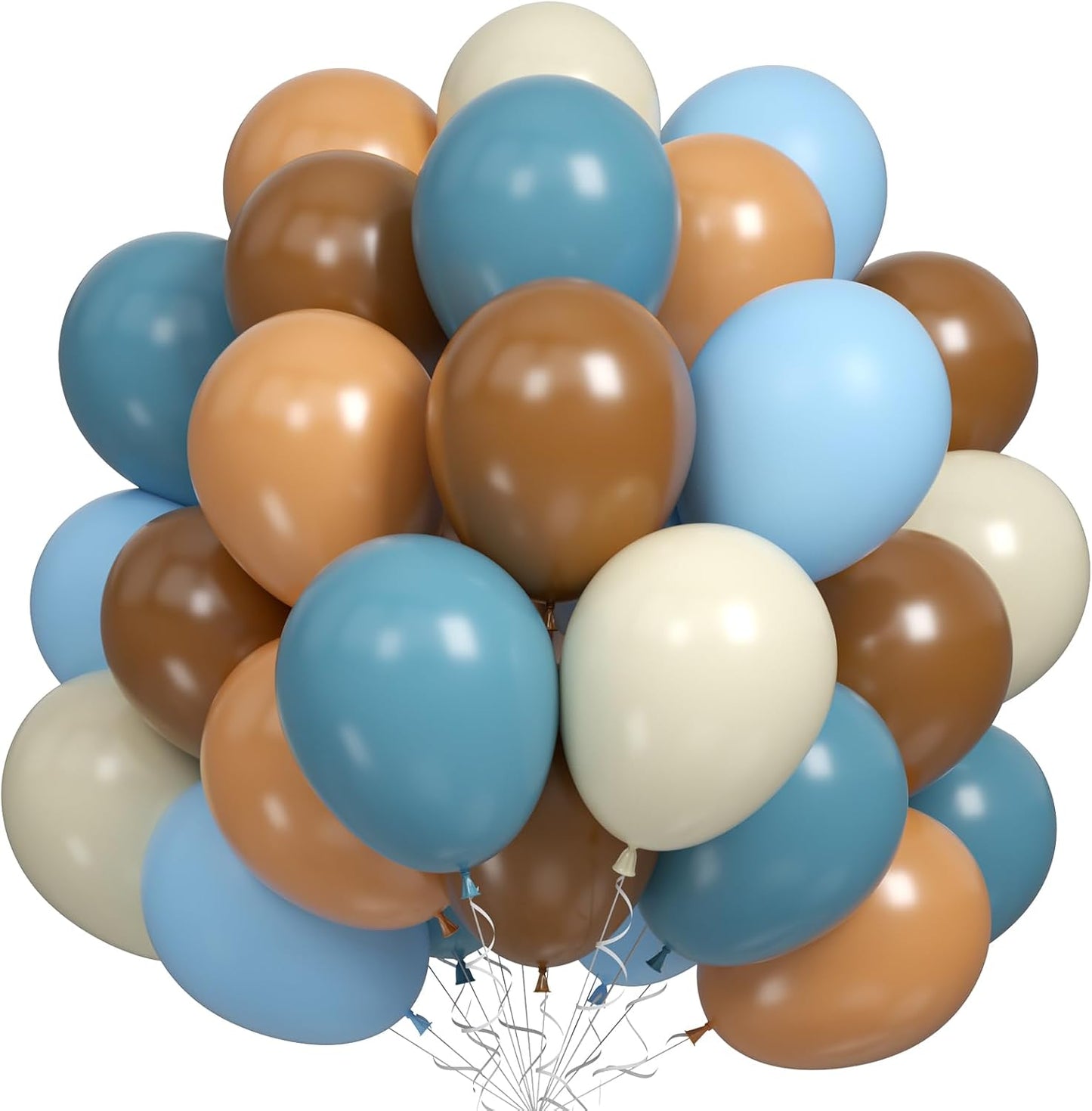 Blue Brown Balloons Set, 60 PCS Slate Blue Macaron Blue Cream Beige Party Balloons and Retro Brown Coffee Latex Helium Balloon, for Baby Shower, Bear, Jungle and Boho Theme Party Decoration