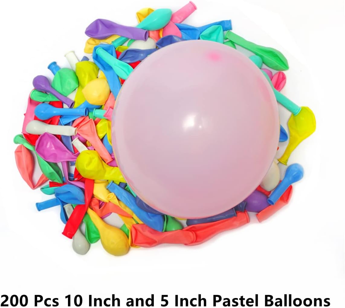 200 Pcs Pastel Balloons 10 Inch and 5 Inch Assorted Macaron Candy Colored Latex Balloons Pastel Rainbow Balloons Different Sizes 12 Kinds Colors Party Balloons