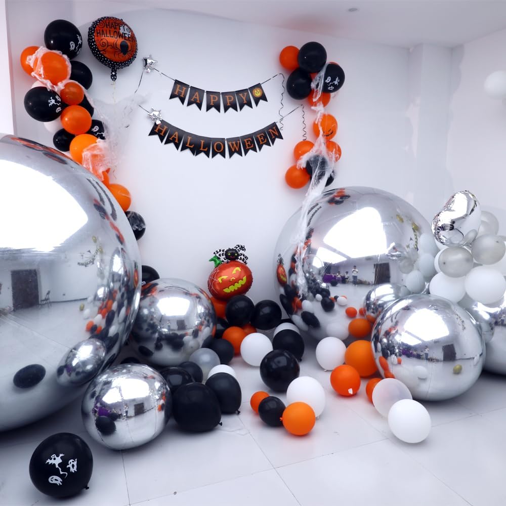 Inflatable Mirror Ball Set - Airtight PVC Spheres for Parties, Weddings, and Events. Perfect for Decoration, Hanging, and Displays. Includes Electric Pump (Silver, 24in-2pk_32in_39in_47in_71in)