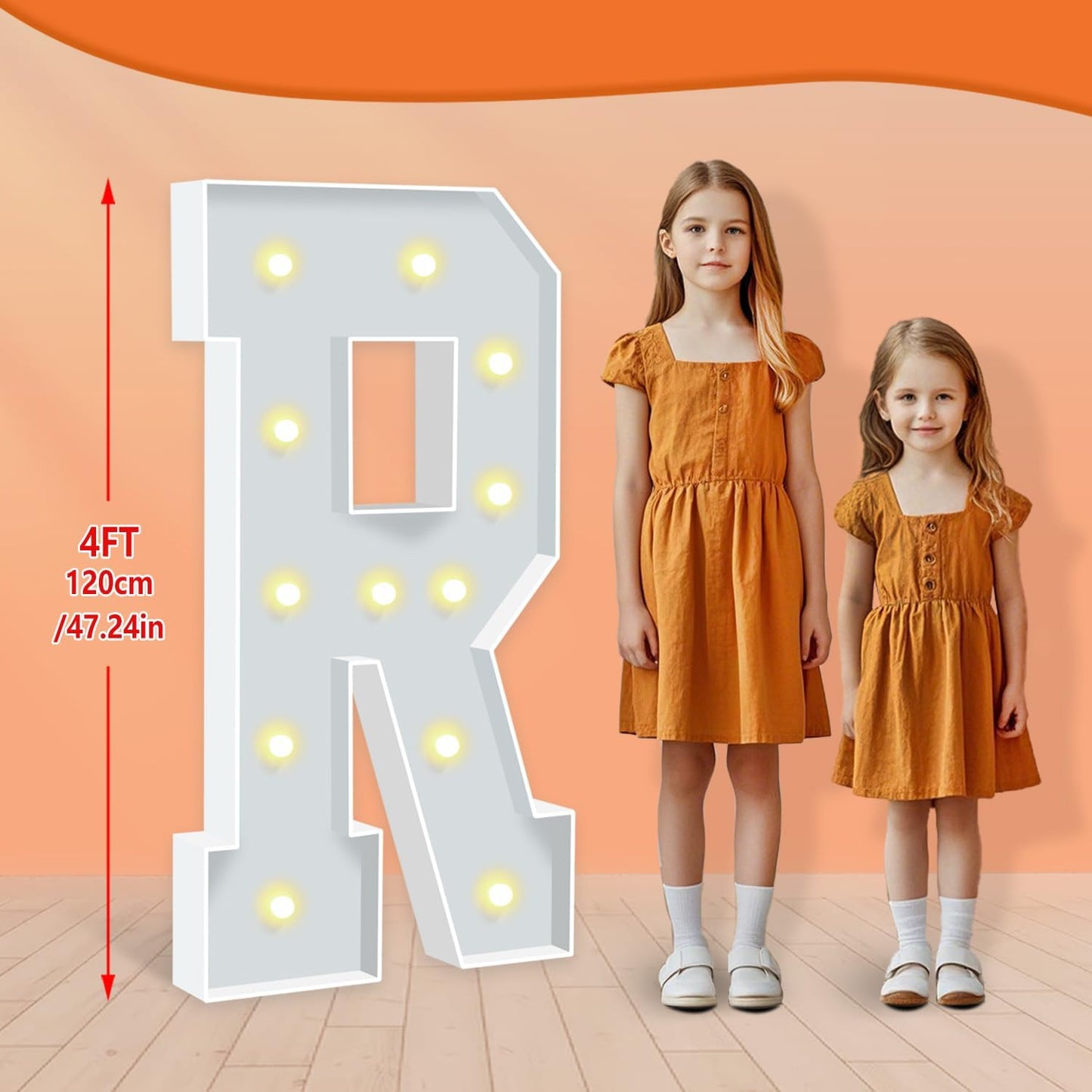 4FT Marquee Letters R, Large Marquee Light Up Letters, Mosaic Balloon Frame Letter for Engagement Wedding Decorations Birthday Party Backdrop Decor, Balloon Arch Kit