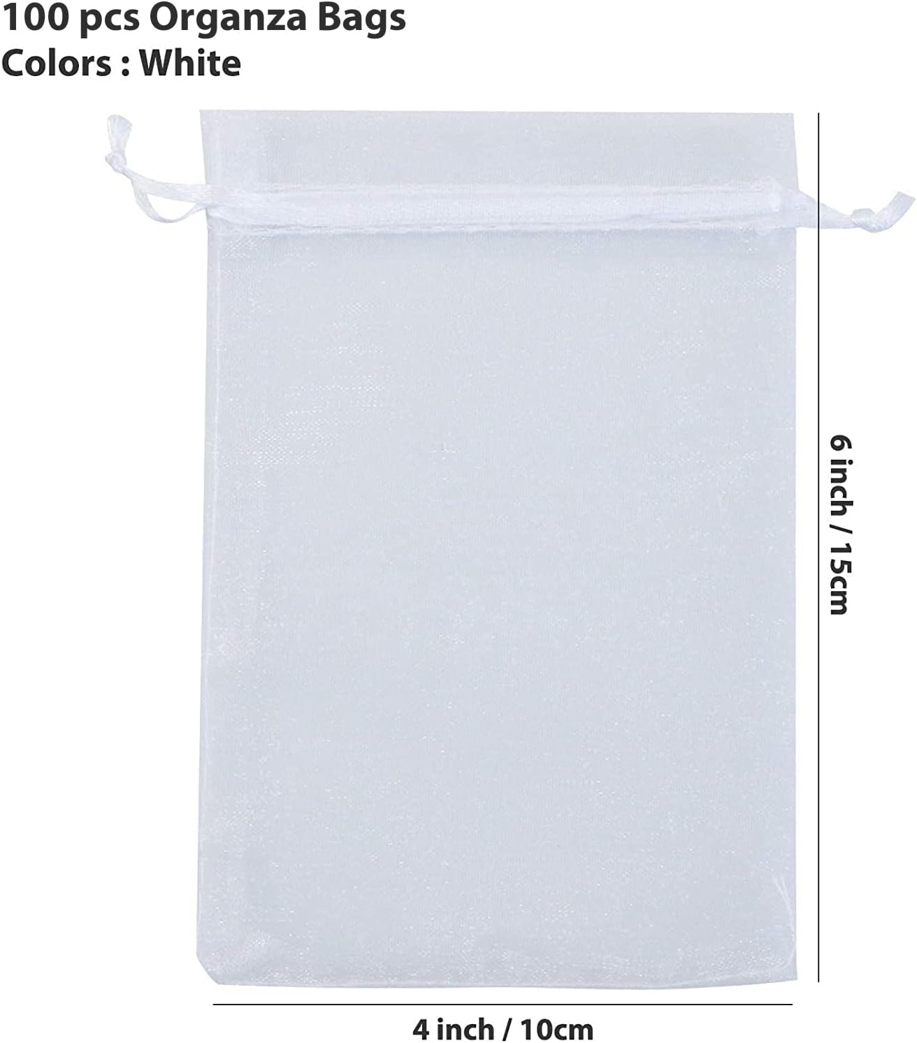 ANZNKU 100 Pack Organza Bags, 4 x 6 inch Small Bags, Premium White Favor Bags with Drawstring, Gift Bags, Sheer Mesh Bags, Packaging for Small Business, Packaging Bags for Wedding Party Christmas