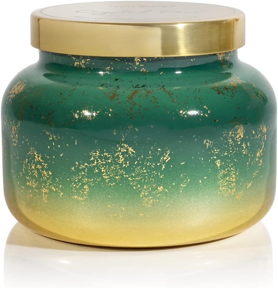 Capri Blue Glimmer Jar Candles - Luxury Holiday Scented Candles for Home - Long Lasting Soy Wax Blend - Scented Holiday & Home Decor - Crystal Pine Signature Jar (19 oz)