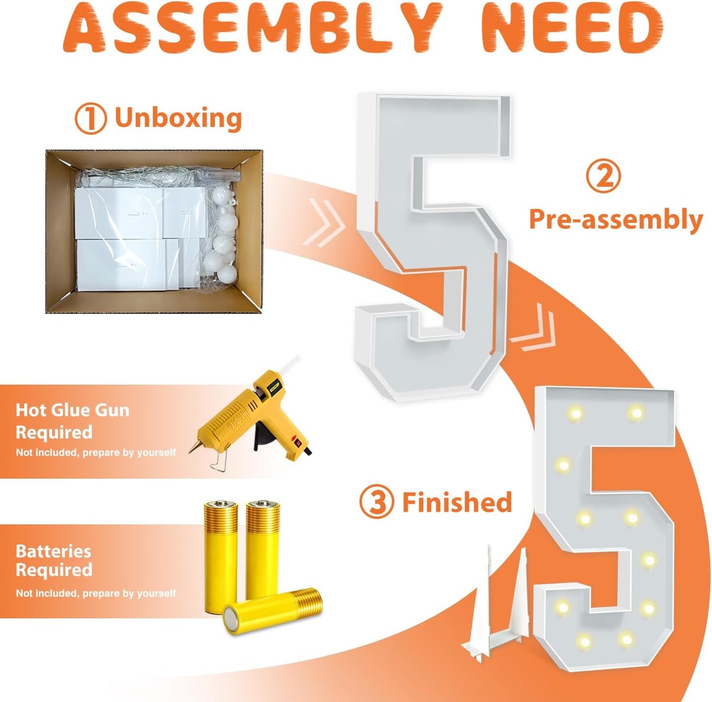 4FT Marquee Light Up Numbers 5, Mosaic Numbers with Light Bulbs for 5th 15th 50th Birthday Decorations, Big Marquee Sign for 2025 Graduation Decorations Wedding Engagement Party Decor Festival Party