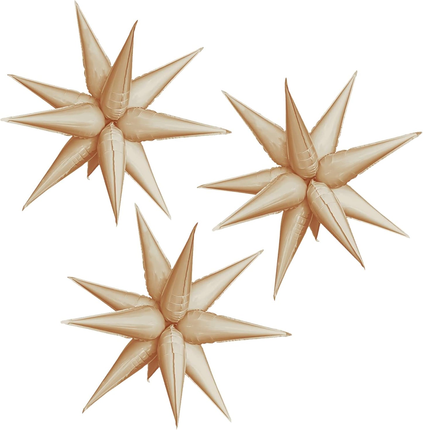 3pcs 26inch caramel Star foil balloons.blush Explosion Star burst star balloon-Spike cone balloon for birthday party decorations,wedding,Bachelor party