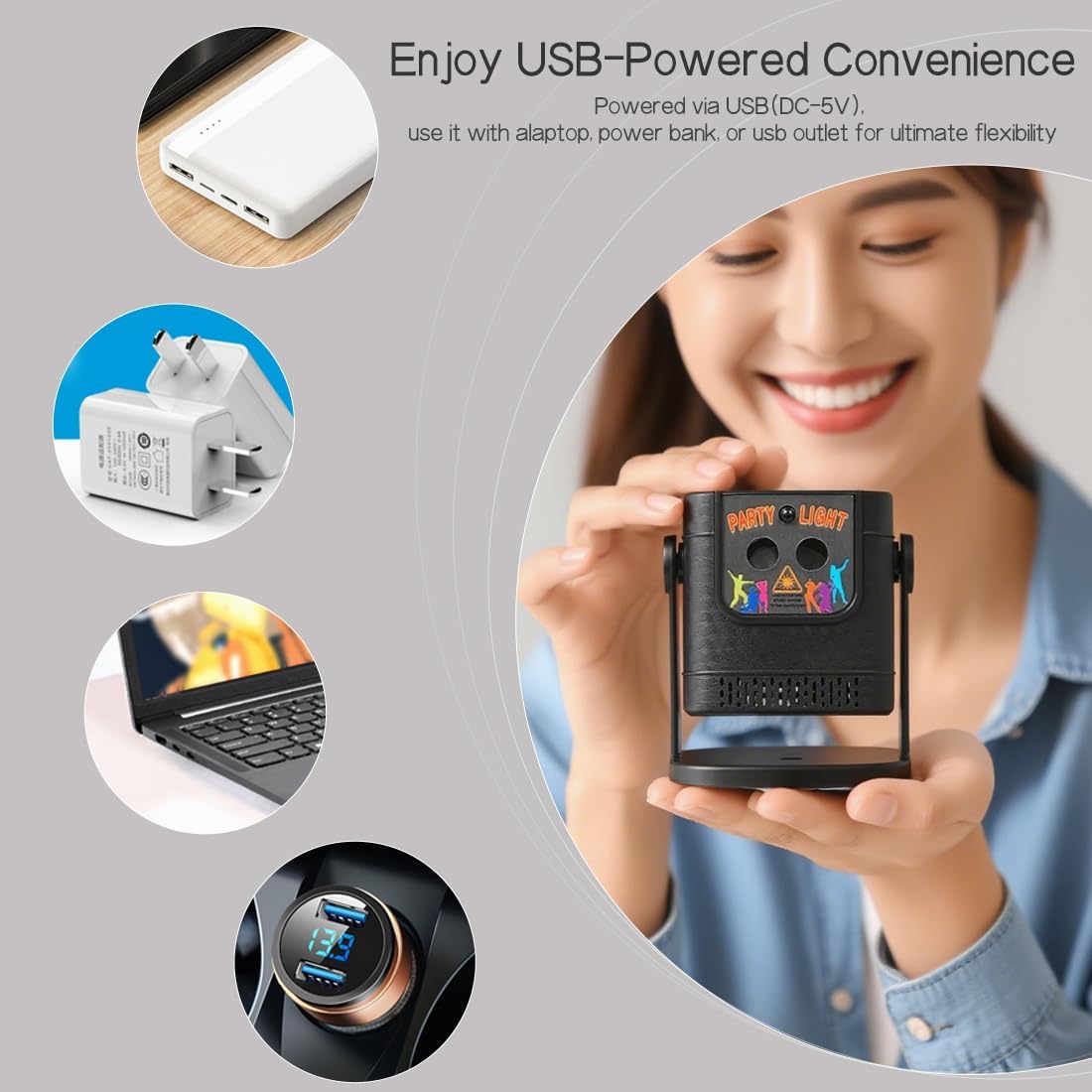 Mini Laser Light Patterns Projector, Party Lights Dj Disco Lights, Sound Activated with Remote Control for Car Parties Decorations, Gift for Adult (3.2 * 3 * 2.3 inchs)