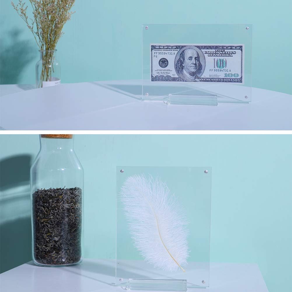 3 Pack 8x10 Acrylic Photo Frame, Clear Double Sided Magnetic Picture Frame 10mm Desktop Display with Stand- Free Soft Microfiber