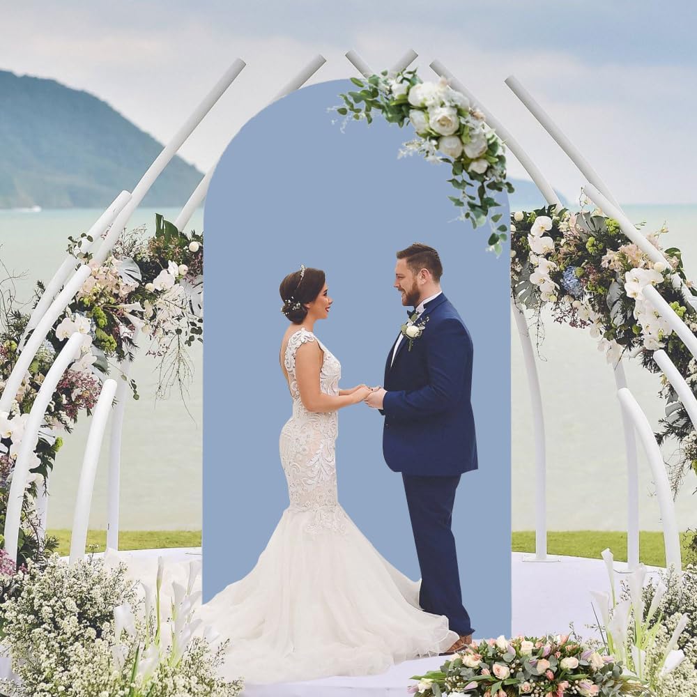 Wedding Arch Cover Dusty Blue Arches Stand Covers 7.2FT Arch-Backdrop-Cover Spandex Arch Covers Stretchy Backdrop for Wall Panels Chiara Back Drop Cover Baby Shower Balloon Party Decorations