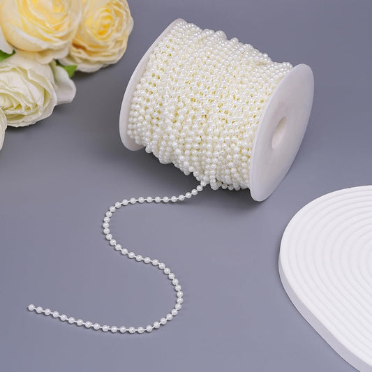 44 Yards/131 Feet Pearl Garland Craft String Pearls, Faux Pearl for Wedding Party Decoration, Christmas Tree Decorations and DIY Crafts (Ivory, 4 mm 131 Feet)