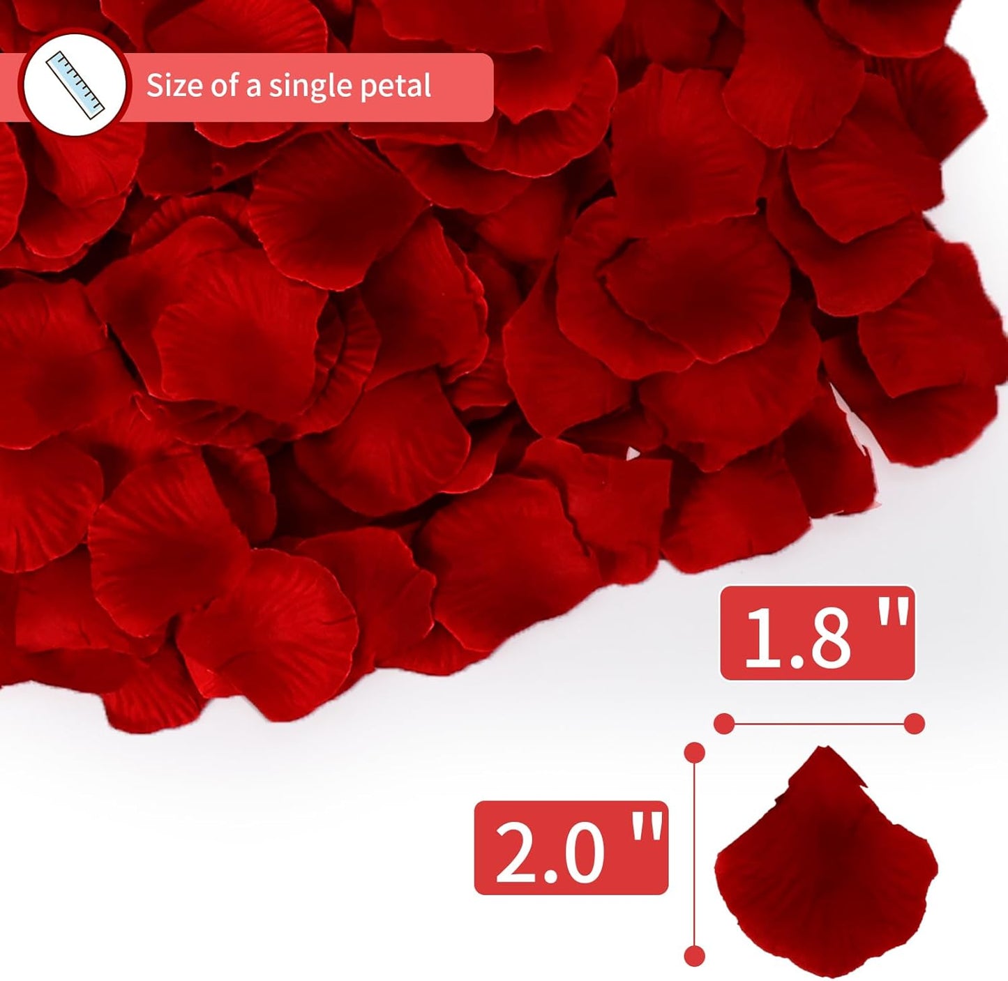 1000 Pcs Artificial Fake Rose Petals,Flower Petals for Romantic Night, Engagement, Party, Wedding, Event Flower Decorations, in Bulk(Dark Red)
