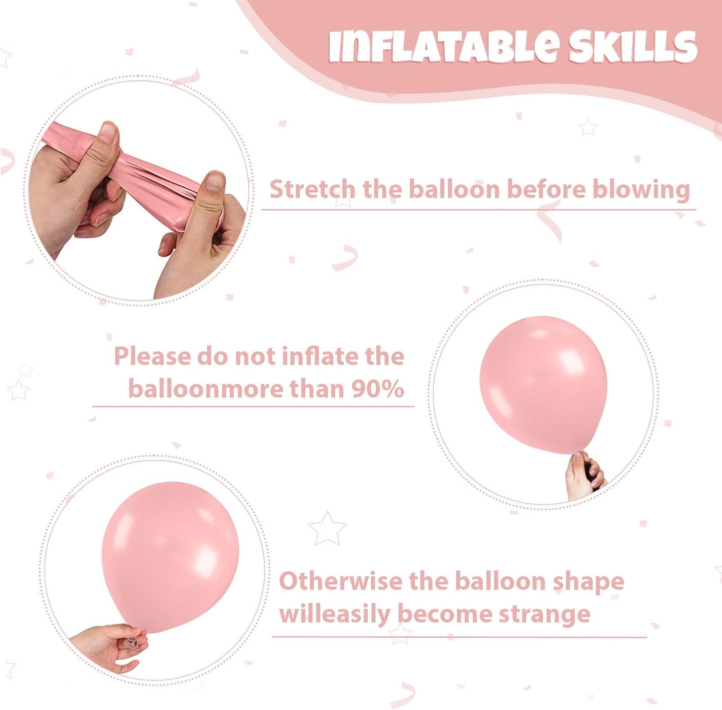 Pink and Gold Balloons, 50Pcs 12 Inch Retro Blush Pink Cream White Double Stuffed-pink Metallic Gold Confetti Boho Ballon for Birthday Bridal Shower Wedding Party Decorations