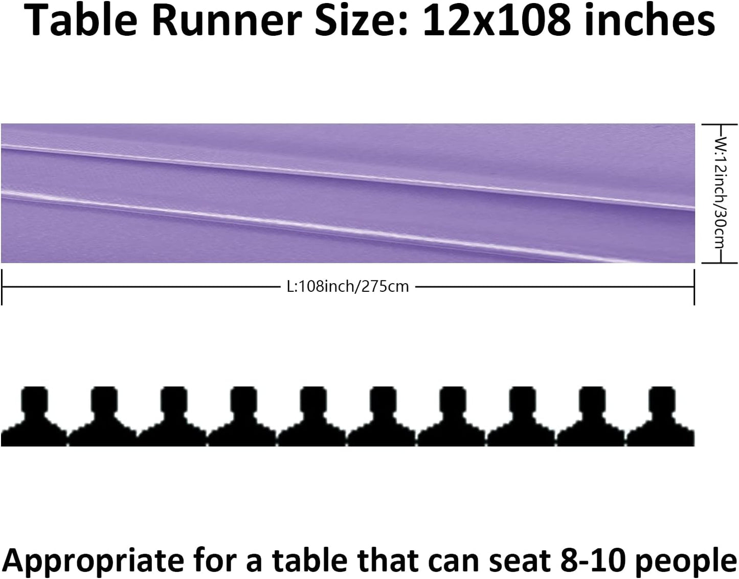 6Pack Table Runner 12 x 108 Inches Satin Silk Table Runner for Wedding, Birthday Party, Banquets, Graduations Decoration, fit Rectange and Round Table-Lavender