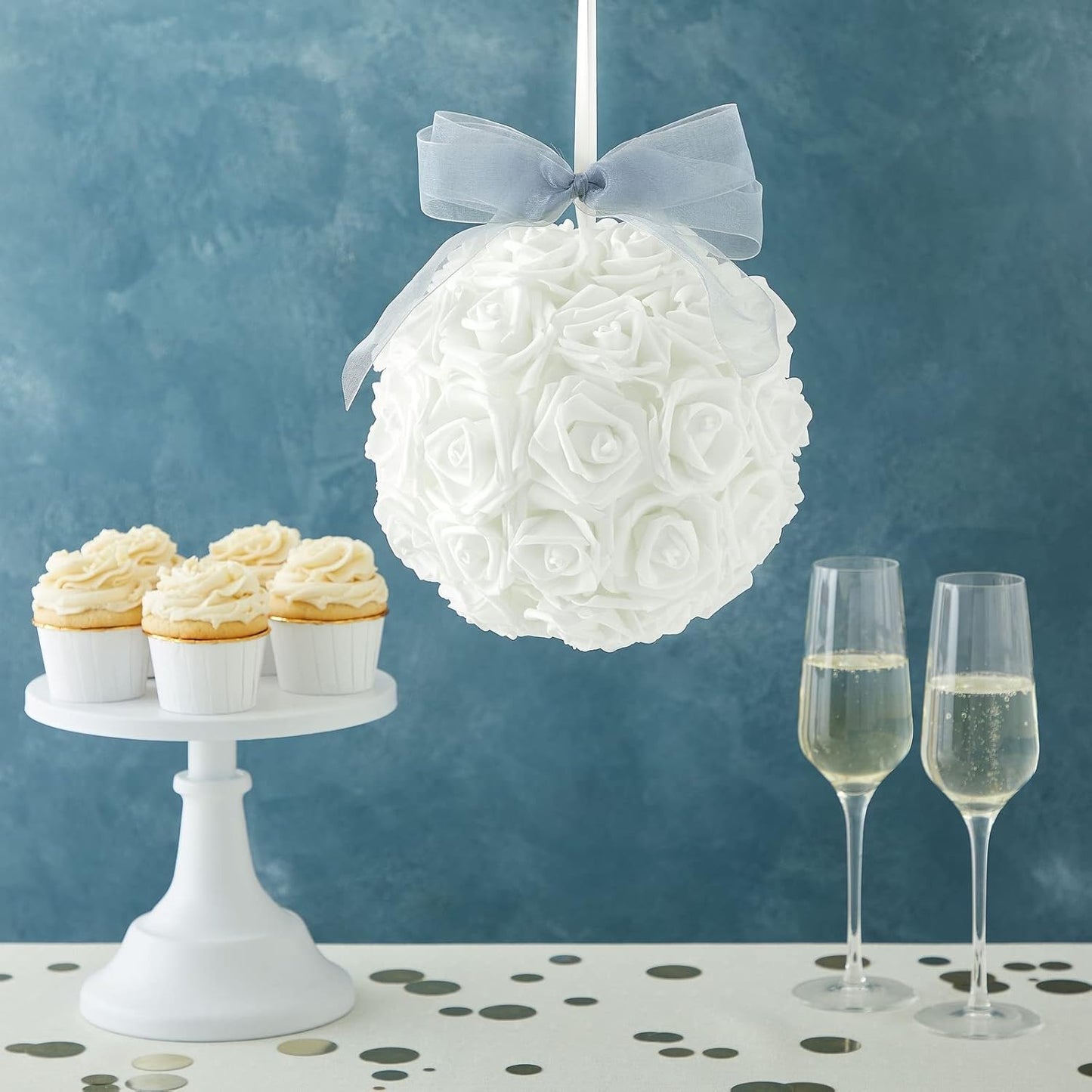 Juvale White Flowers Artificial Roses - Artificial Flowers for Wedding Decor & Centerpiece Table Decorations - 100-Pack, 3 in Diameter, White