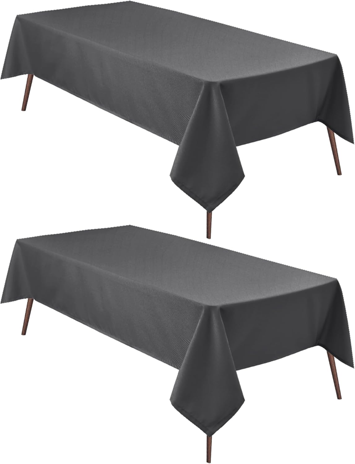 Hiasan 2 Pieces Rectangle Tablecloth - Waterproof and Spillproof Dining Room Washable Polyester Table Cloth for Dining Room, 60 x 120 Inch, Grey