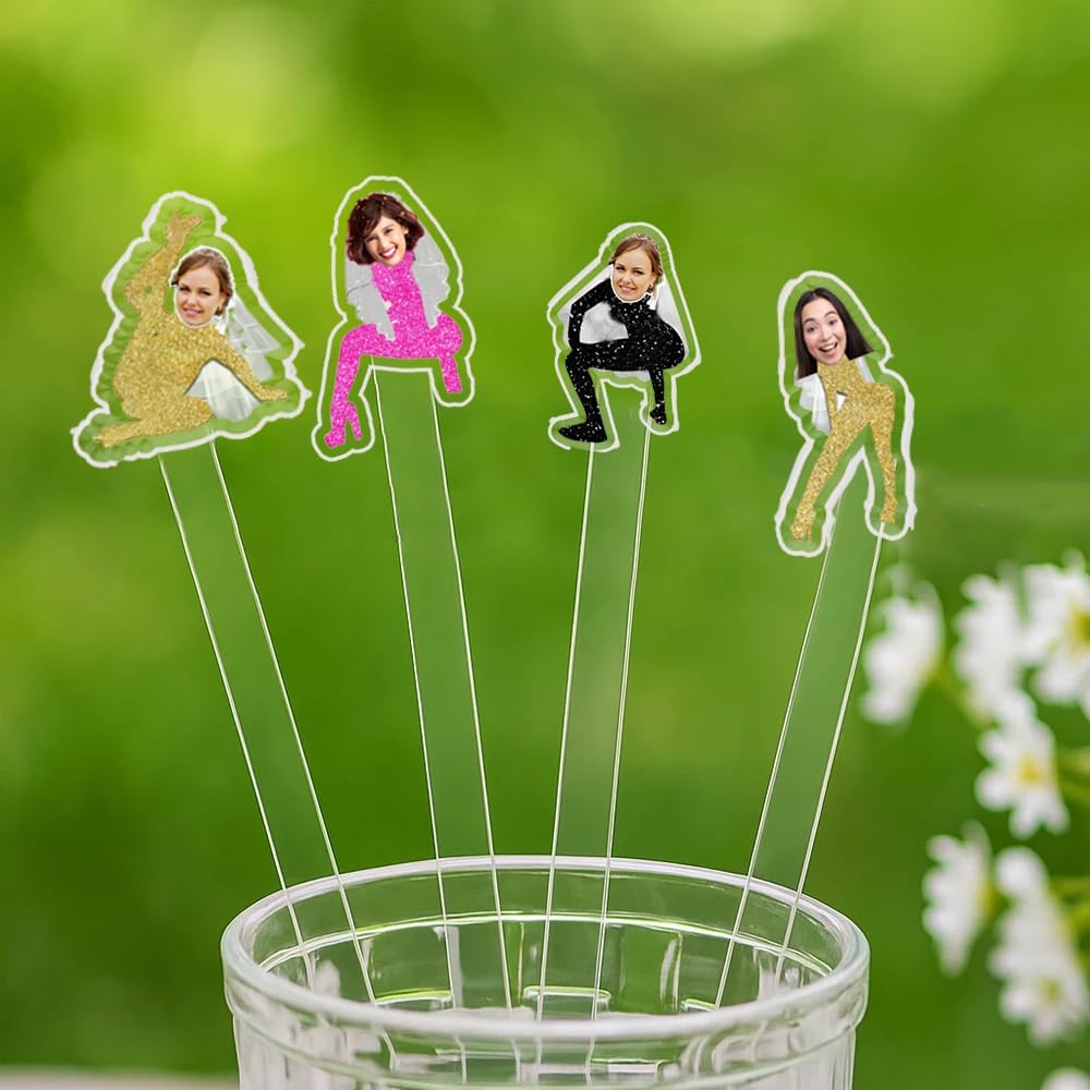 Personalized 50 pcs Double-Sided Wedding Stir Stick, Custom Bride Face Dancers Stir Stick, Acrylic Cocktail Stirrers, Wedding Drink Stirrers, Bachelorette Party Gifts, Bridal Shower Gifts