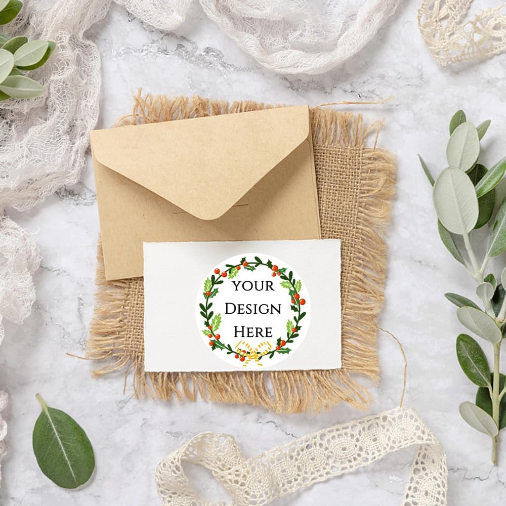 100-1000pcs Custom Stickers Merry Christmas Stickers Personalized Labels Adhesive Xmas Decorative Envelope Seals Stickers for Cards Gift Boxes(VSquare-4)