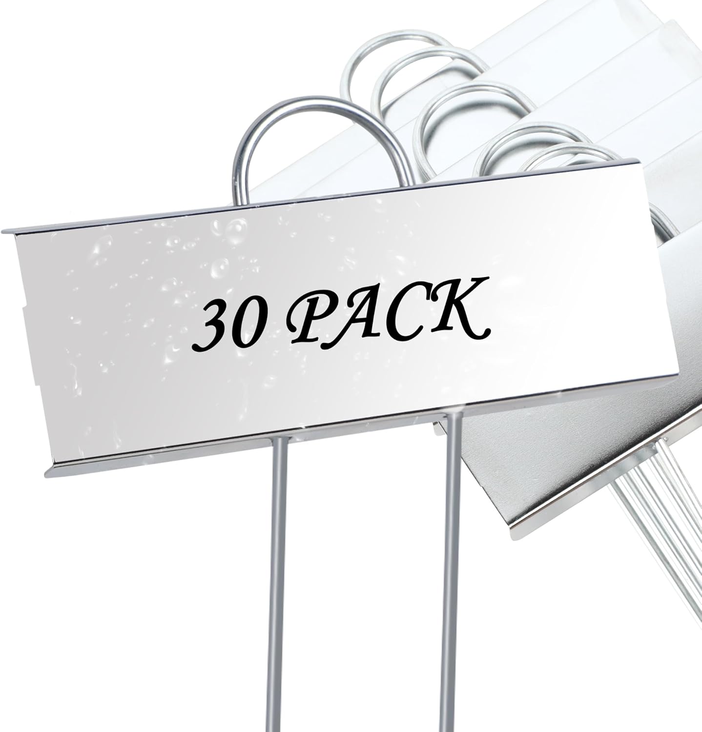 FORUP Metal Plant Labels, 30 Pack Garden Label Markers, Weatherproof Garden Stake Tags, Reusable Planting Gardening Markers, Silver