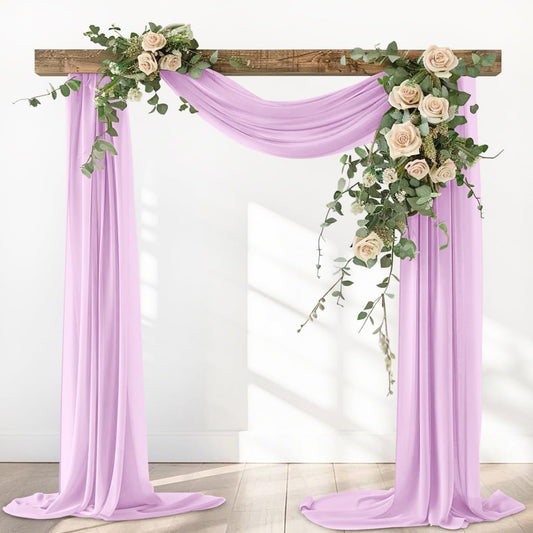 Lilac Elegant Arch Draping Fabric 2 Panels Outdoor 29" × 20Ft Sheer Chiffon Curtain Drapes for Fall Wedding Ceremony Birthday Party Garden Brunch