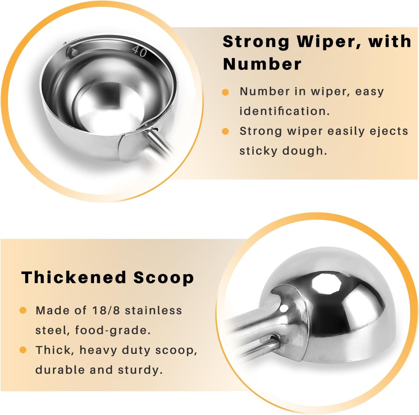 2 Tablespoon Cookie Scoop, Size #40/2 Tbsp Cookie Scoops for Baking, Cookie Dough Scoop, Selected 18/8 Stainless Steel, for Making Cookie, Cupcake, Muffin, Ice Cream, Meatball