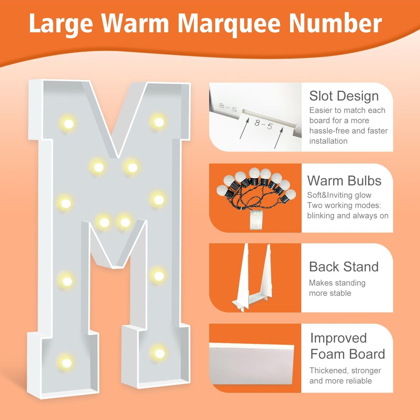 4FT Marquee Light Up Letters, Warm White Light Up Letter M, Large Marquee Letter Marry Me Sign for Birthday Party Decorations Wedding Proposal Decor