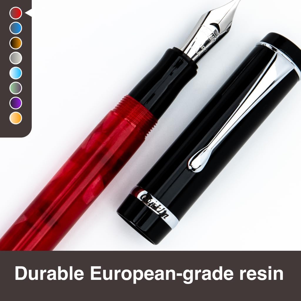 Conklin Duragraph Fountain Pen Red Nights - Fine Nib, Luxury Writing Instrument with Bold Red Finish