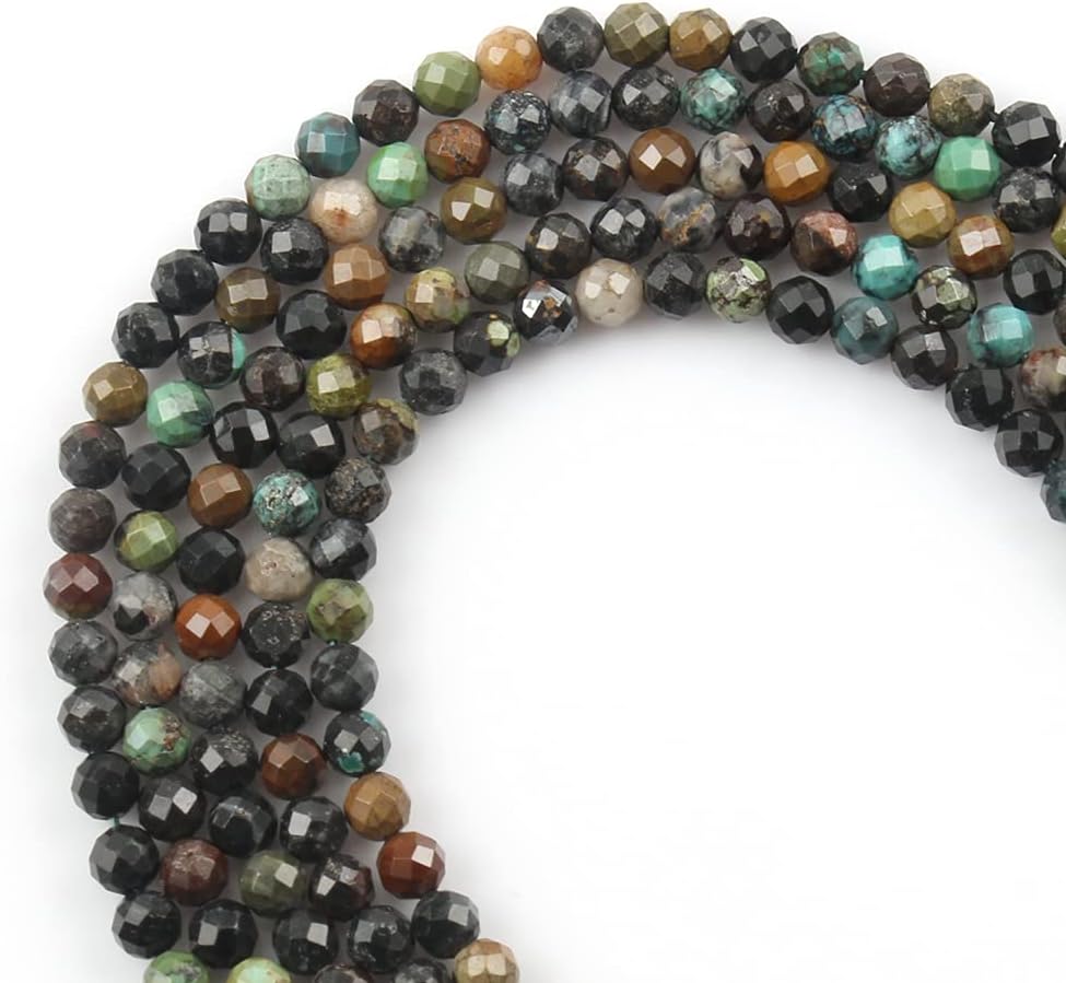 Song Xi 120pcs 3mm Natural African Turquoise Gemstone Beads Faceted Round Loose Stone Beads for Jewelry Making