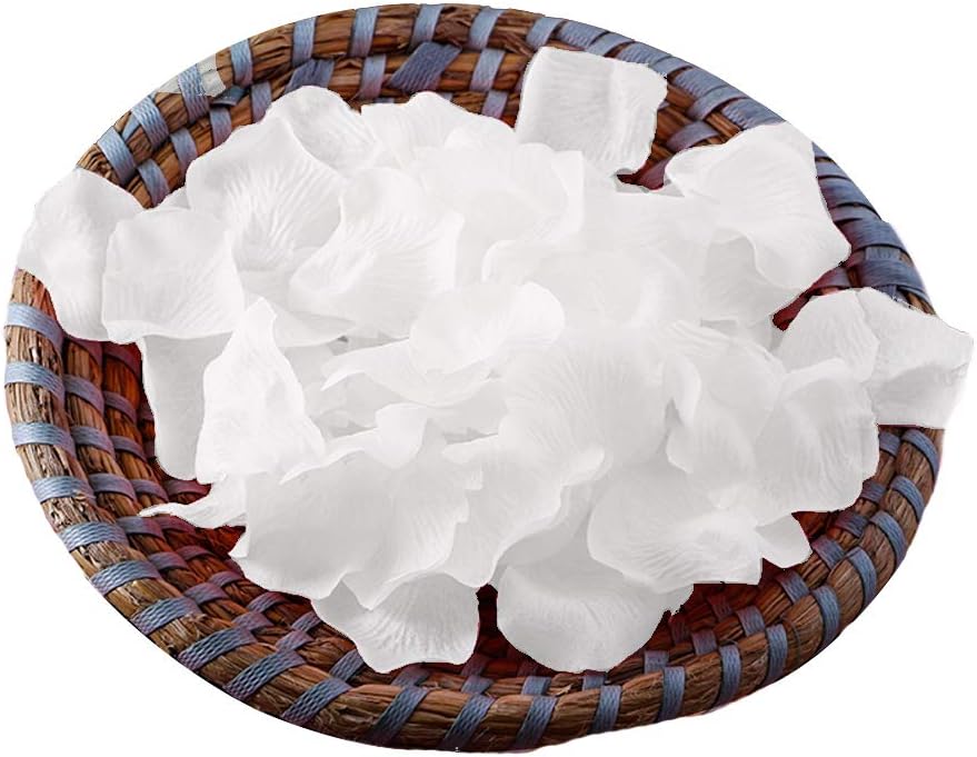 ocharzy 1000 PCS Rose Petals Fake Rose Petals for Romantic Night, Wedding Flower Decoration, Party, Events (White)