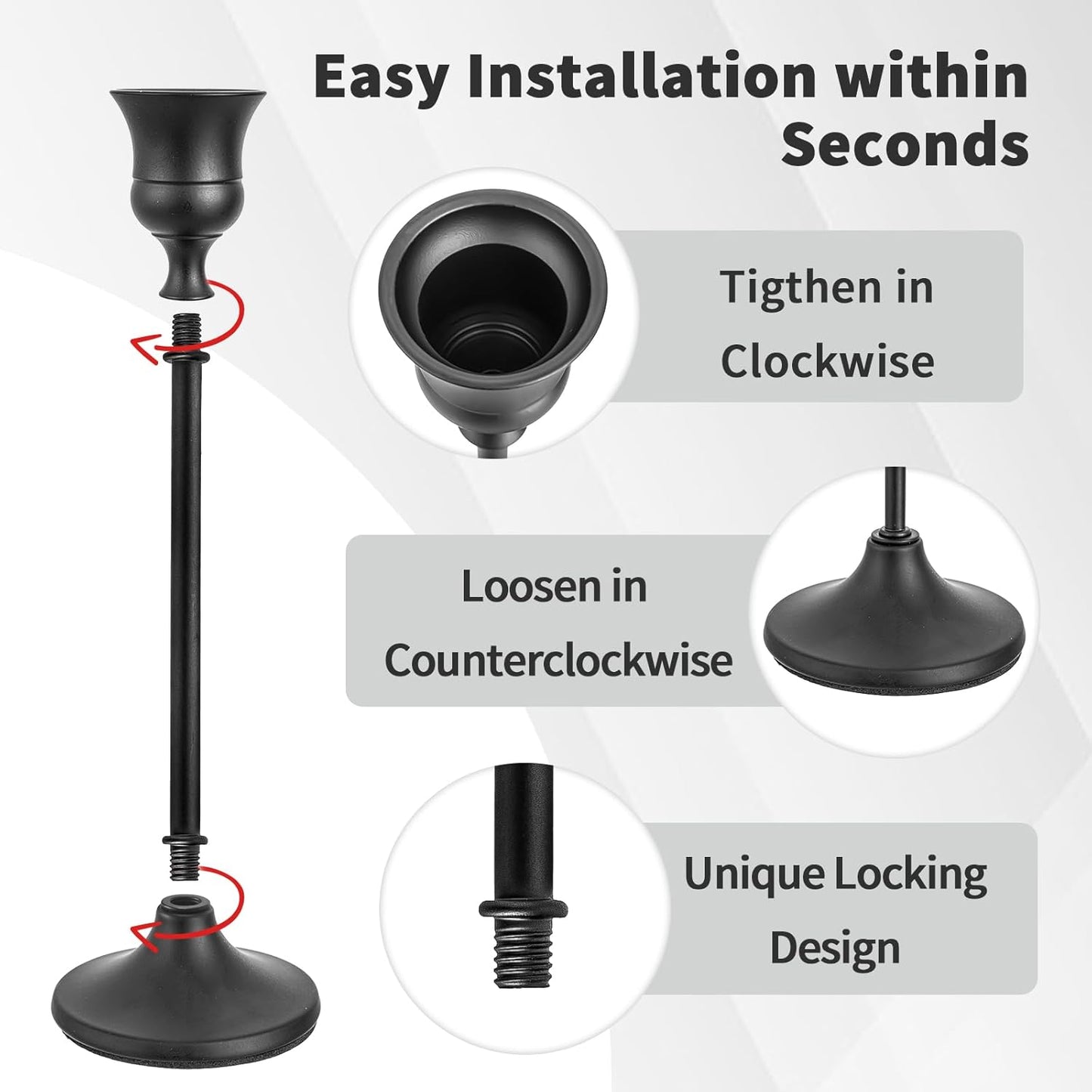 CHILL RECIPE Black Candlestick Holder Tall Taper Candle Holder for Home Decor Table Centerpiece Party Festival Decorations Halloween Decoration (1 Set 3Pcs)