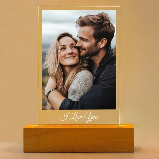 Custom Picture Frames with Photo, Personalized Photo Frame with Night Light, Customized Picture Frame, Personalized Anniversary Couple Gifts for Women Men Her Him Girlfriend Boyfriend