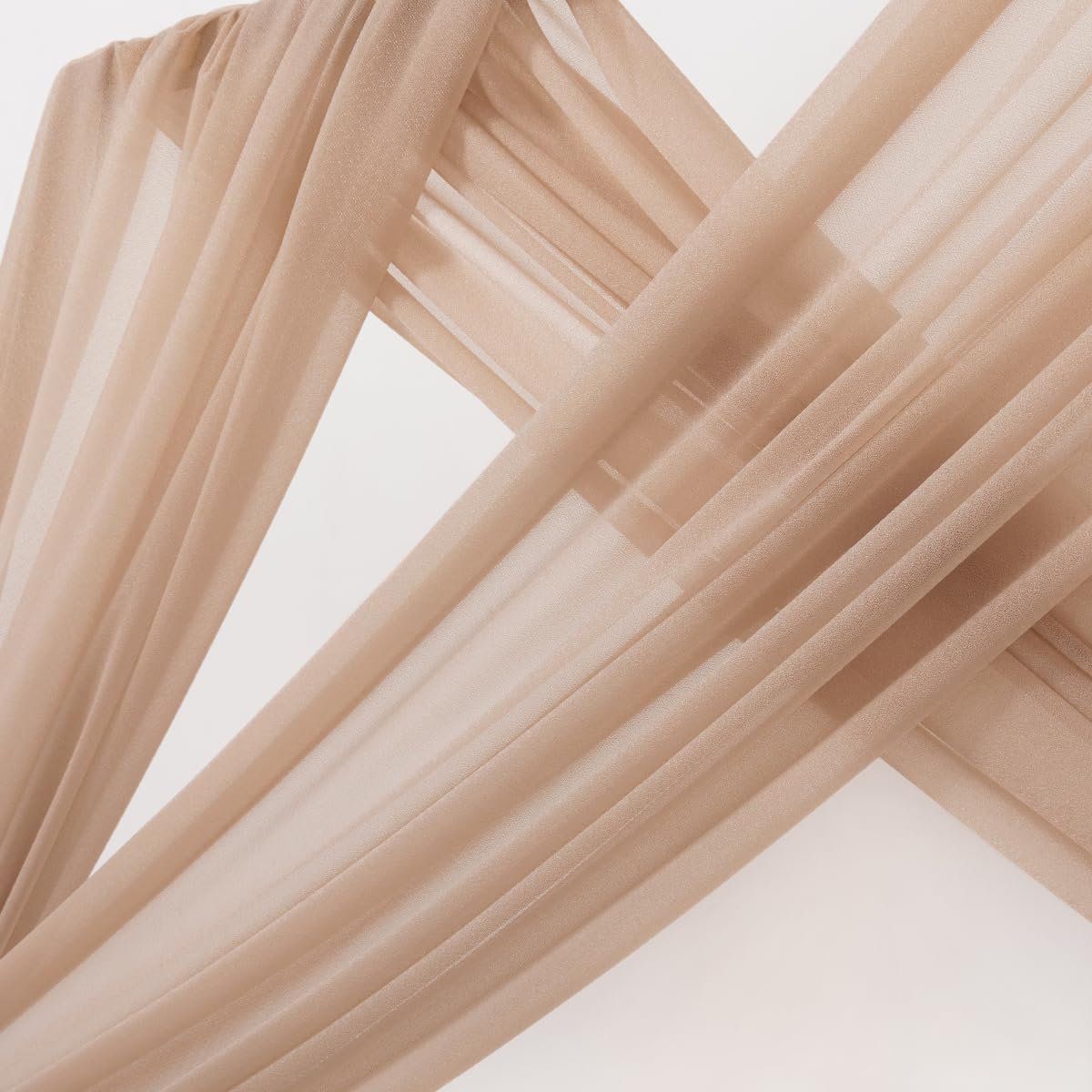 MLMC Nude Wedding Arch Draping Fabric 2 Panels 29" x 20 FT Extra Long Gauze Drapes Sheer Backdrop Curtains 6.6 Yards Outdoor Drapery Panels for Wedding Ceremony Party Ceiling Decoration
