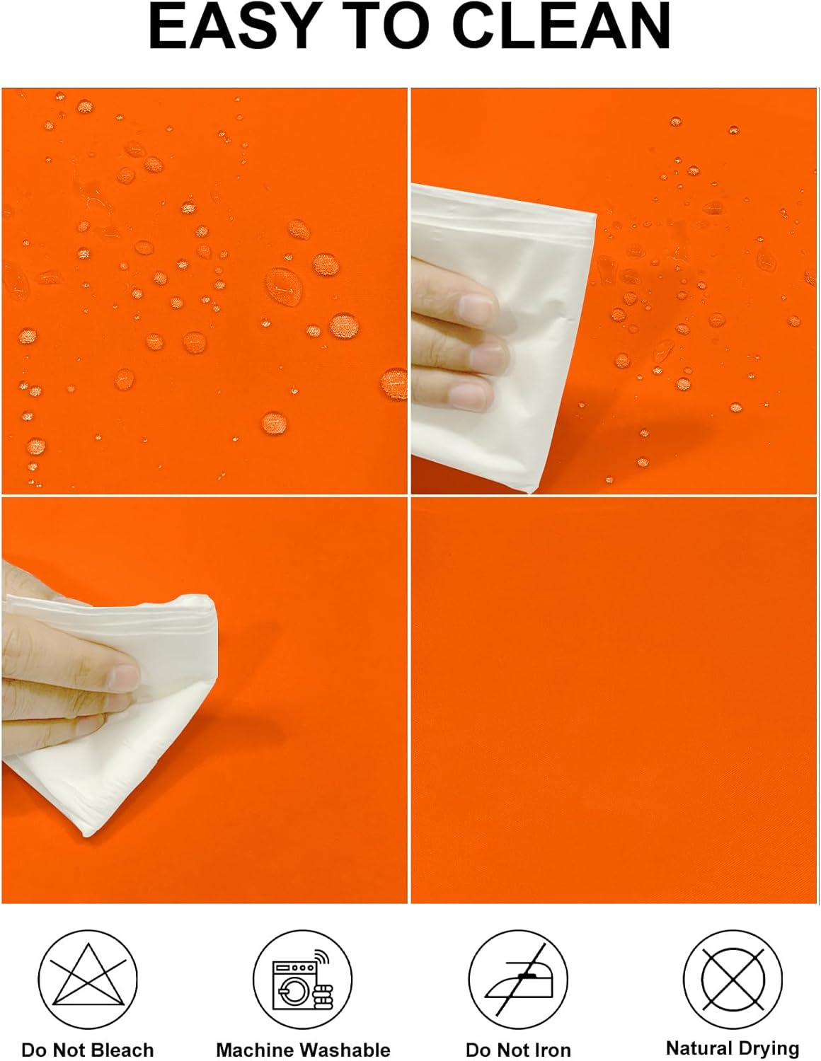 Fokitut 2 Pack Waterproof Round Tablecloth, 108 Inch, Stain Resistant and Wrinkle Polyester Table Cloth, Fabric Table Cover for Kitchen Dining, Wedding, Party, Holiday Dinner-Orange