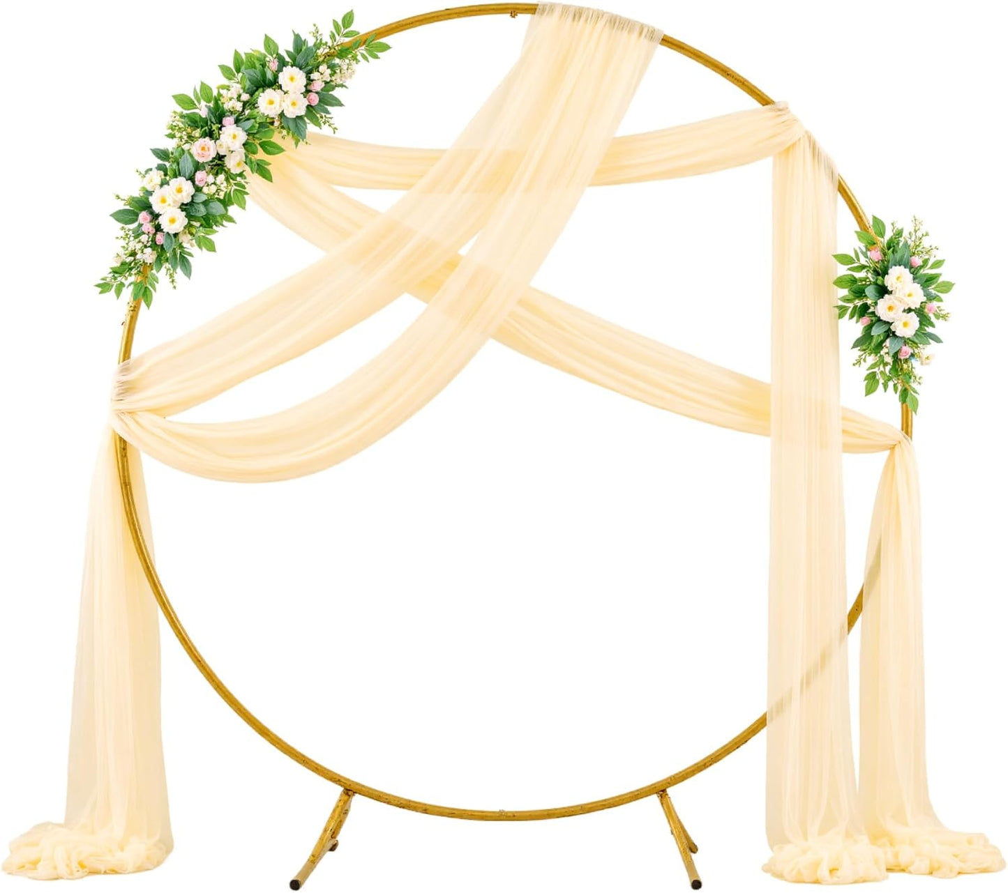Wedding Arch Draping Fabric Backdrop 2 Panel 30" x 19Ft Champagne Drapes Curtains for Wedding Reception Sheer Tulle Backdrop Curtain for Ceremony Birthday Party Baby Shower Arbor Ceiling Decorations