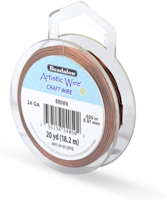 Artistic Wire, 24 Gauge Tarnish Resistant Colored Copper Craft Wire, Brown, 20 yd
