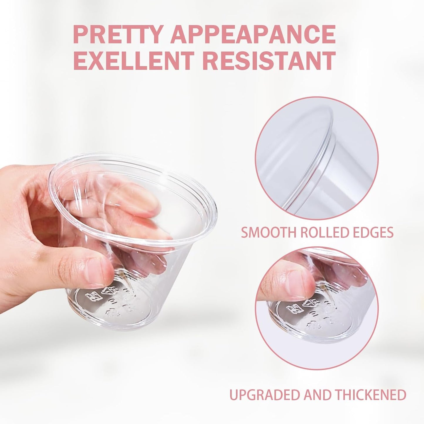 500 Pack 9 oz Clear Plastic Cups, Thickened Disposable Drink Clear Cups for Party, Higher Heat Resistance Drinking Cup for Wine, Juice, Fruit and Cold/Hot Beverages