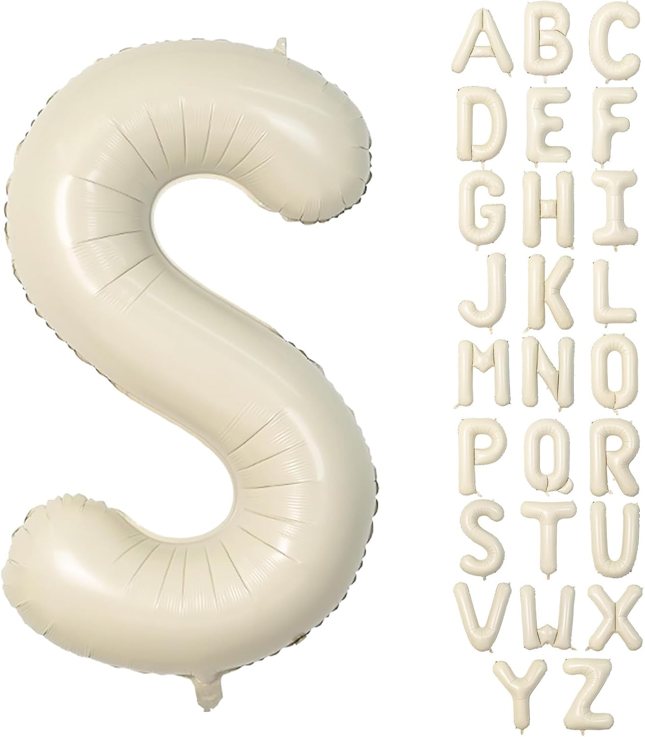 40 Inch Letter Balloons S, Big Custom A-Z Alphabet Foil Name Balloon Cream White, Self Inflating Beige Customize Helium Balloon Letters S for Women Girls Birthday Bride Baby Shower Party Decorations